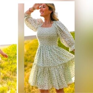 Ivy City Co SMALL blue floral Madeline Dress